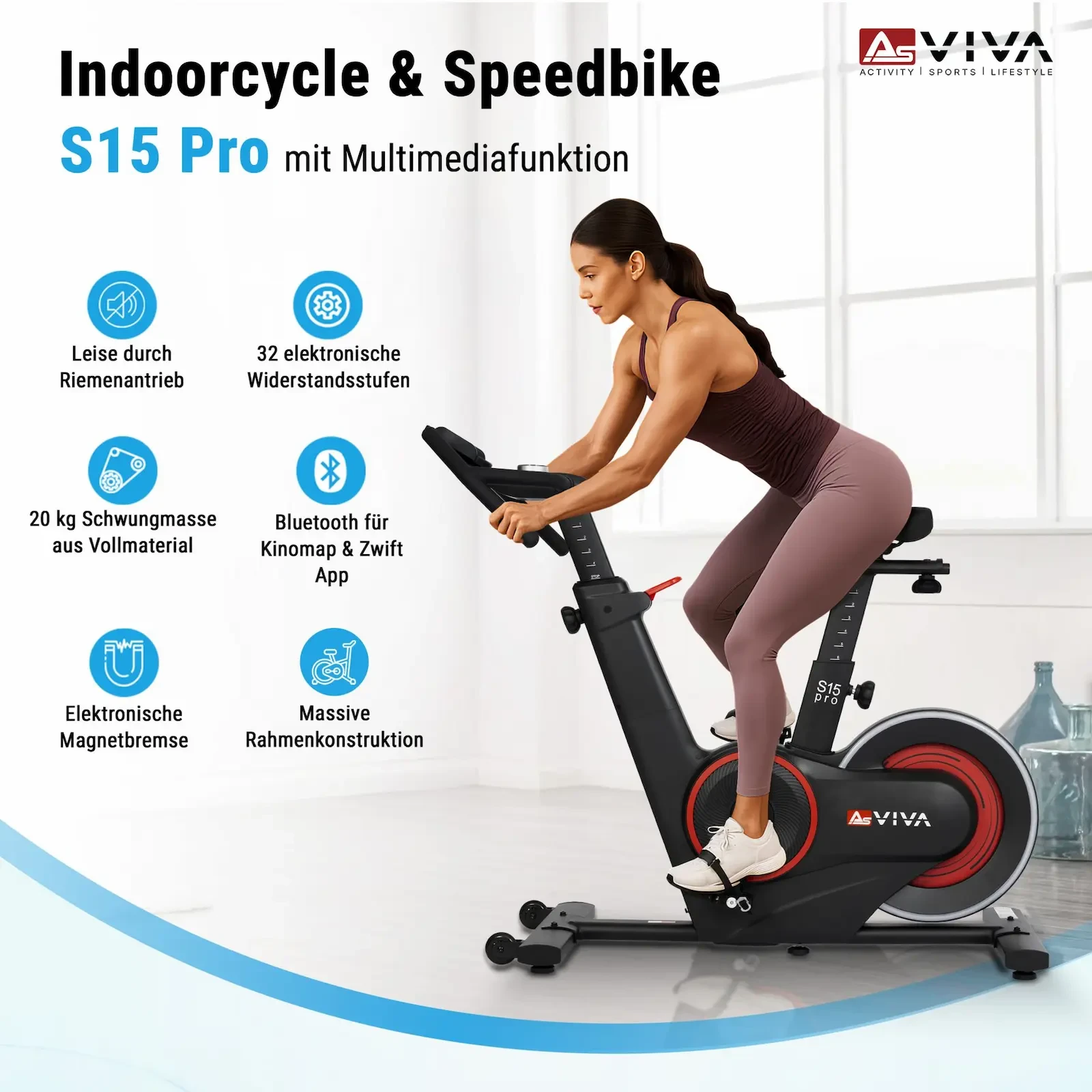 AsVIVA S15 Speedbike – Indoor Cycle mit Multimediafunktion: Features im Überblick
