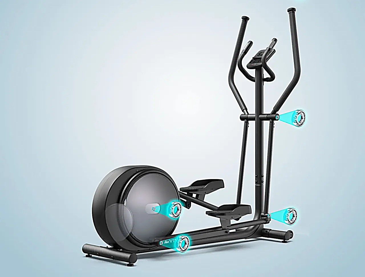 AsVIVA Crosstrainer C29 Step – Seitenansicht mit Merkmalen im Überblick