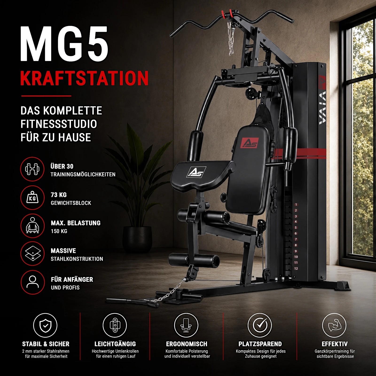 AsVIVA MG5 Pro – komplettes Fitnessstudio für zu Hause