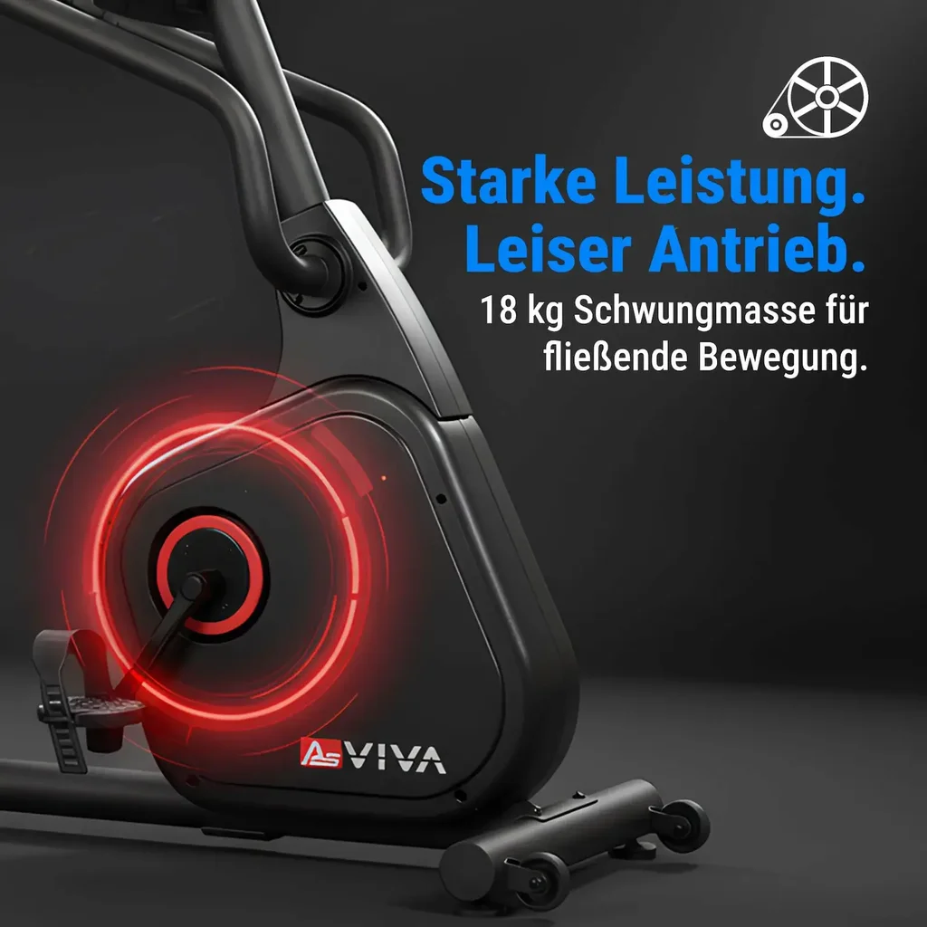 18 kg Schwungmasse für einen leisen, fließenden Rundlauf
