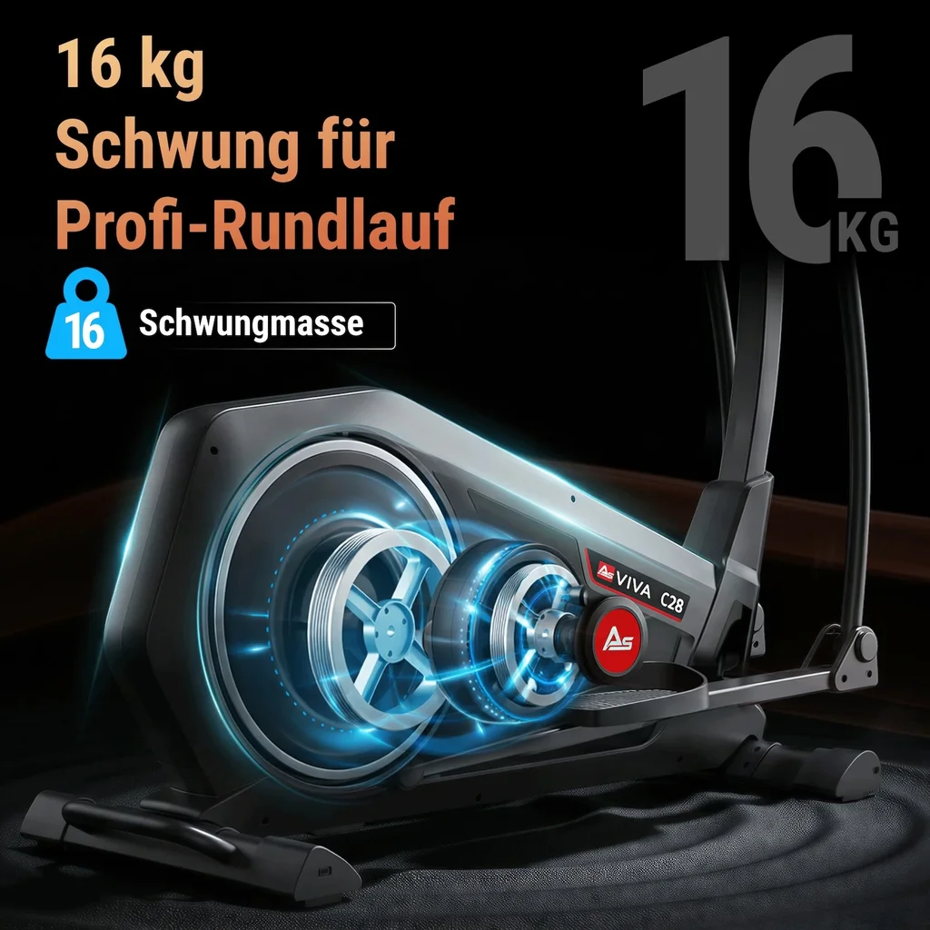 16 kg Schwungmasse für gleichmäßigen Rundlauf
