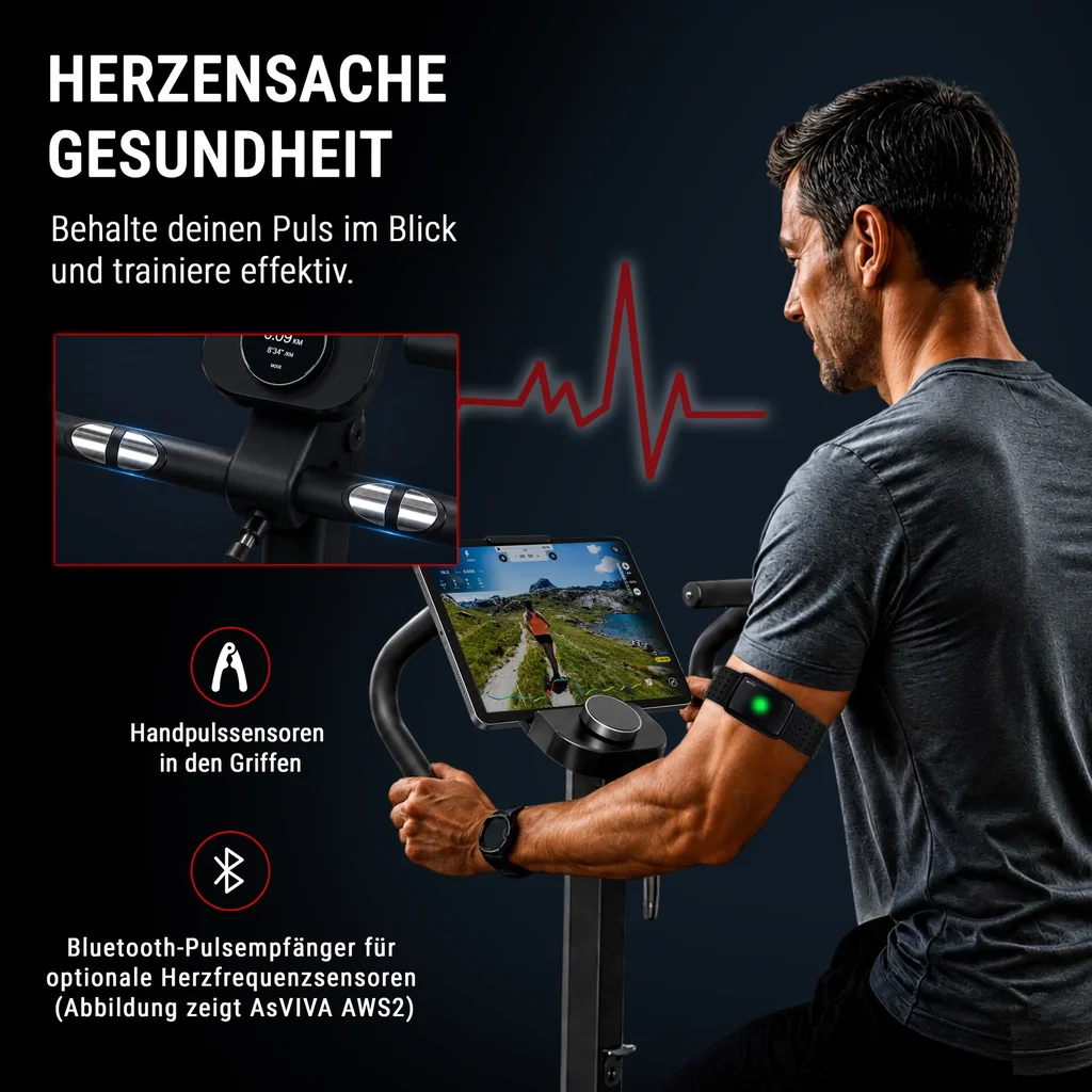 Handpulssensoren in den Griffen des AsVIVA H12